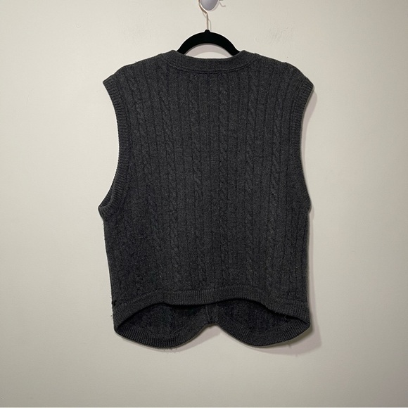 Modern Amusement Men Grey button down 100% merino wool vintage vest in size XXL - Picture 7 of 8